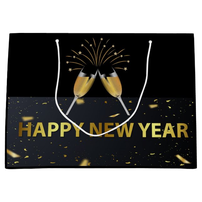 Happy New Year Große Geschenktüte (Vorderseite)