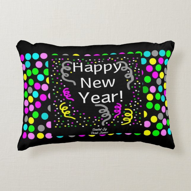 Happy New Year Gruß Accent Pillow Dekokissen (Vorderseite)