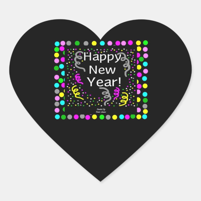 Happy New Year Gruß Heart Sticker (Vorderseite)