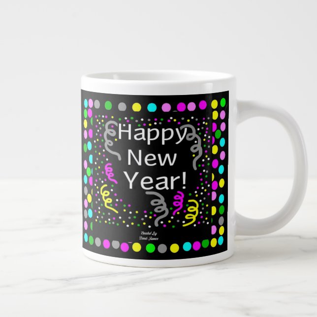 Happy New Year Gruß Jumbo Tasse (Rechts)