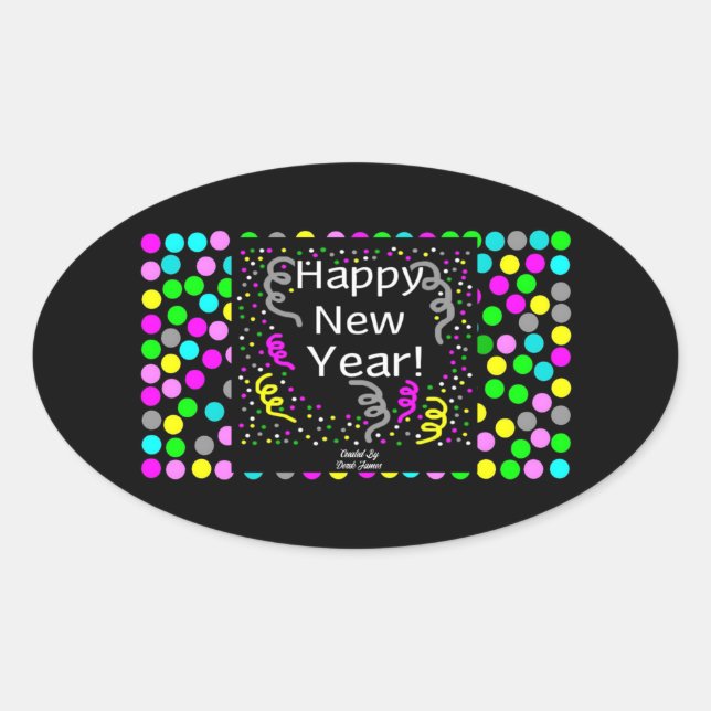 Happy New Year Gruß Oval Sticker (Vorderseite)