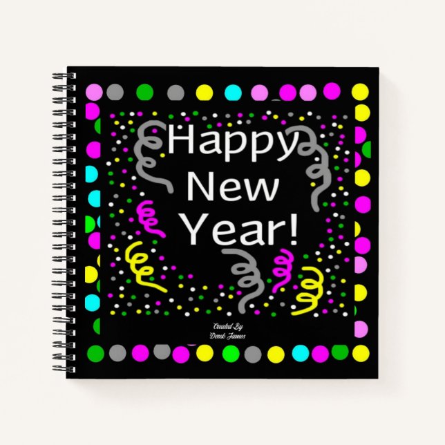 Happy New Year Gruß Spiral Notebook Notizbuch (Vorderseite)