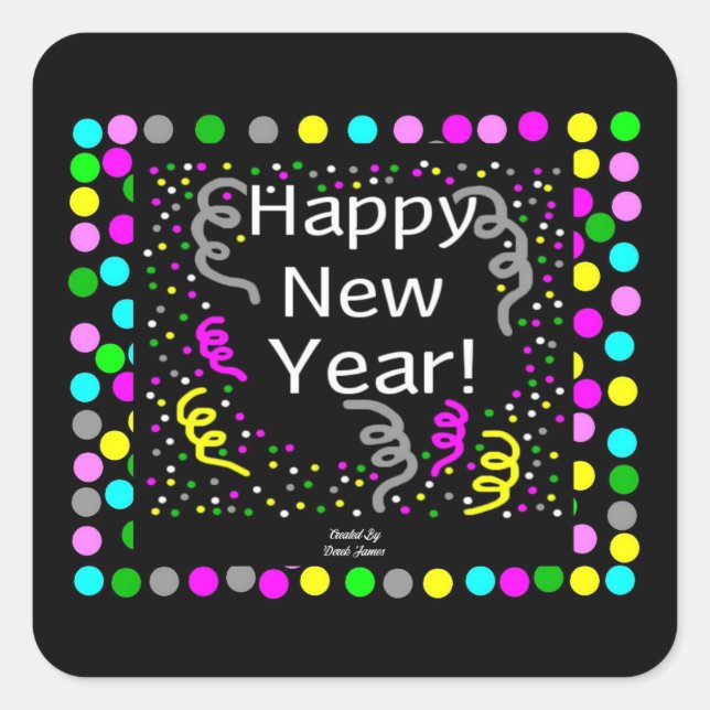 Happy New Year Gruß Square Sticker (Vorderseite)
