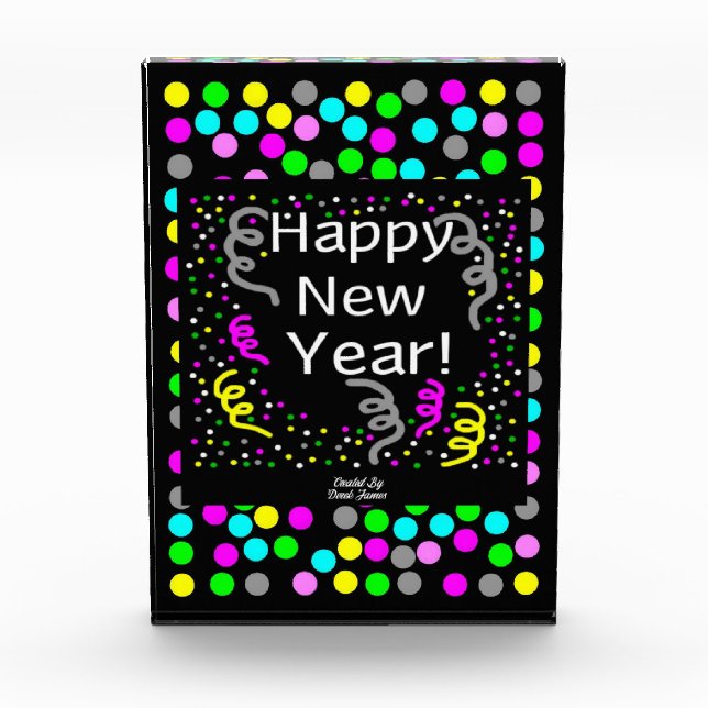 Happy New Year Gruß Vertical Foto Block (Vorderseite)