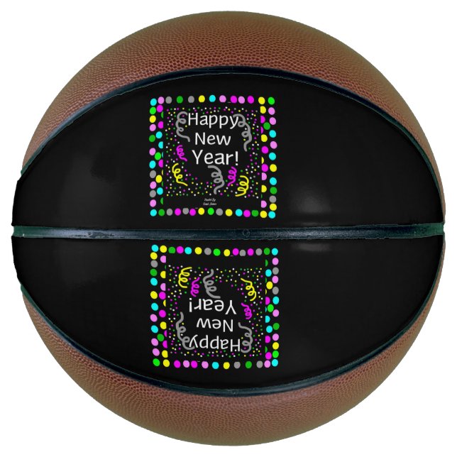 Happy New Year Grußball Basketball (Vorderseite)