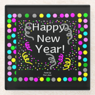 Happy New Year Grußglass Untersetzer