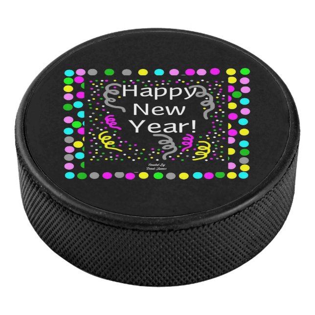 Happy New Year Grußhockey Puck (3/4)