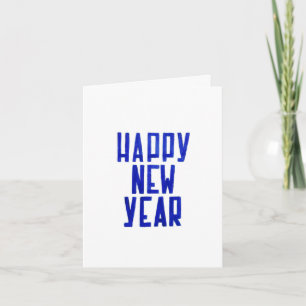 Happy New Year Hand gezeichnet White Blue Postcard Karte