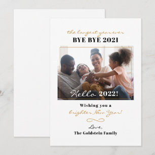 Happy New Year Hand Lettered Family Foto Feiertagskarte