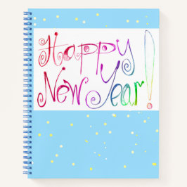 Happy New Year Handling zeichnend Spiral Notizbuch