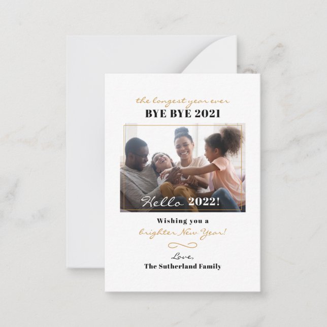 Happy New Year Handschrift Foto Holiday Mitteilungskarte (Vorderseite)