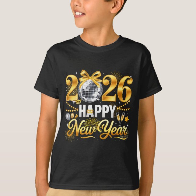 Happy New Year Hello 2026 Party Disco Ball Coquett T-Shirt (Vorderseite)