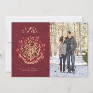 Happy New Year | HOGWARTS™ Wappen Family Foto Feiertagskarte