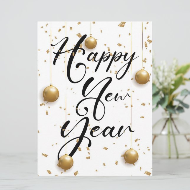 Happy New Year Holiday Card Feiertagskarte (Stehend Vorderseite)