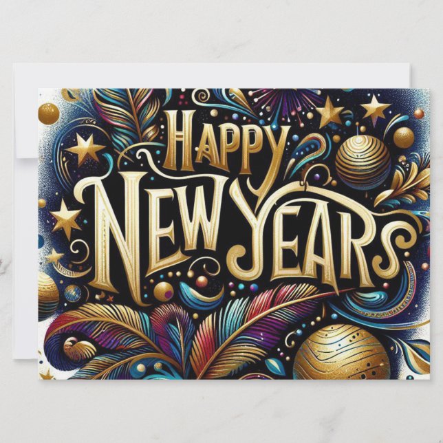 Happy New Year Holiday Card Feiertagskarte (Vorderseite)
