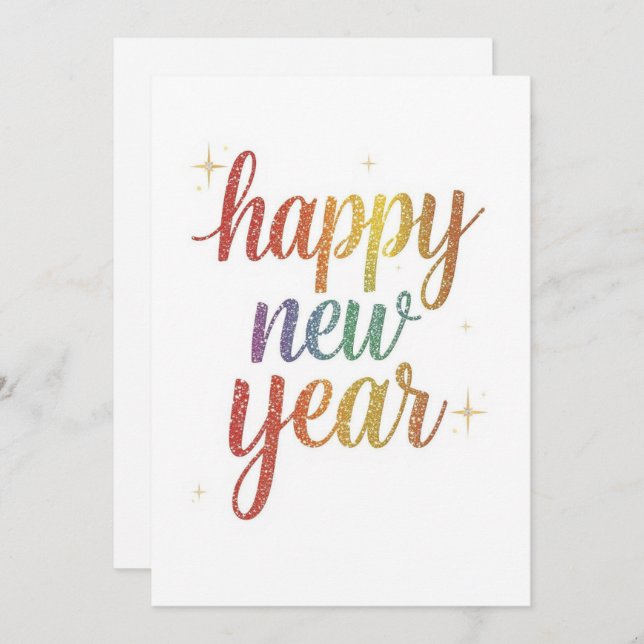 Happy new year holiday elegant Flat Card (Vorne/Hinten)