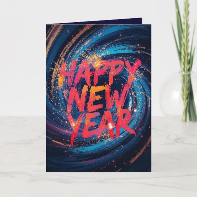 Happy new year holiday elegant Flat Card Karte (Vorderseite)