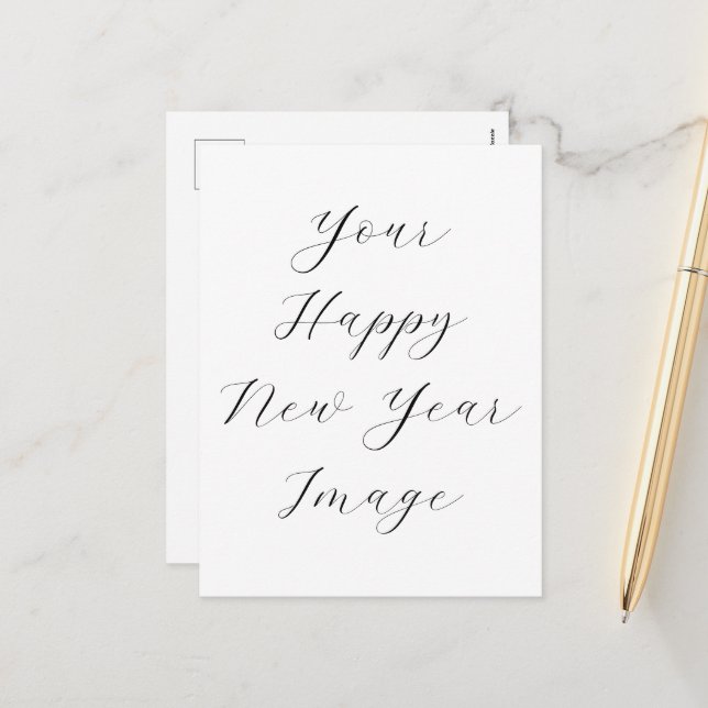 Happy new year Holiday Postcard Feiertagspostkarte (Vorderseite/Rückseite Beispiel)