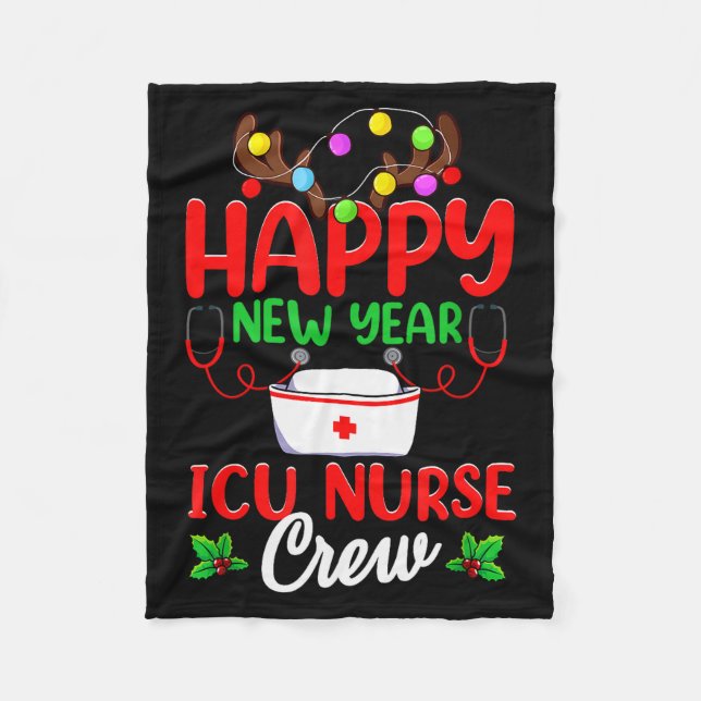 Happy New Year Icu Nurse Crew Reindeer Nurse Chris Fleecedecke (Vorderseite)