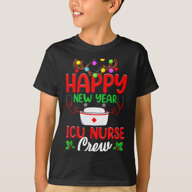 Happy New Year Icu Nurse Crew Reindeer Nurse Chris T-Shirt (Vorderseite)
