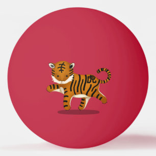 "Happy New Year" in Chinesisch 2022 Tiger Rot Tischtennisball