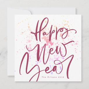 Happy New Year in Maroon Sommer handgeschriebenen  Feiertagskarte