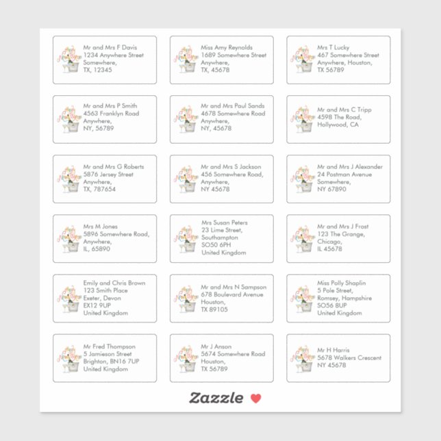 Happy New Year Individuelle Empfänger Name Adresse Aufkleber (Blatt)