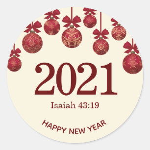 Happy New Year   Isaiah 43:19 Weihnachten   2021 Runder Aufkleber