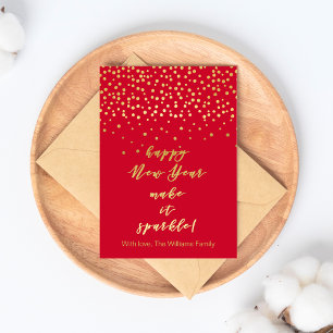 Happy New Year, lassen Sie es sparkle! Gold Glitze Postkarte