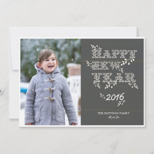 happy new year & leaves new yeaves Card Feiertagskarte