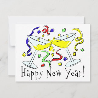 Happy New Year Martini Glasses Feiertagskarte