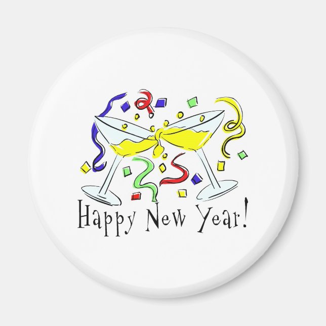Happy New Year Martini Glasses Magnet (Vorne)