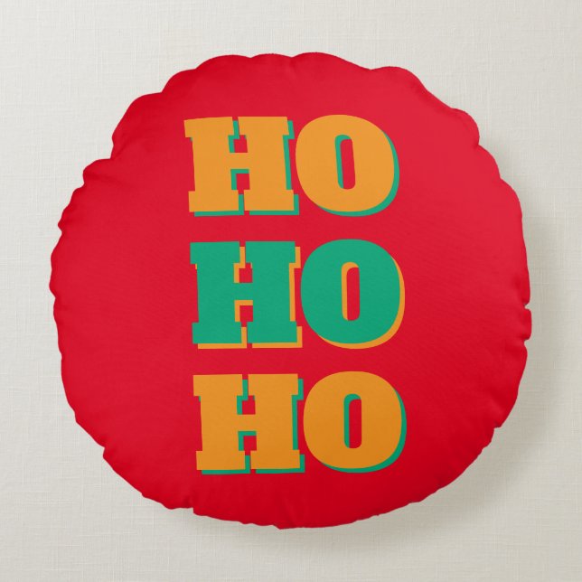 Happy New Year Merry Christmas Holiday Season HoHo Rundes Kissen (Vorderseite)