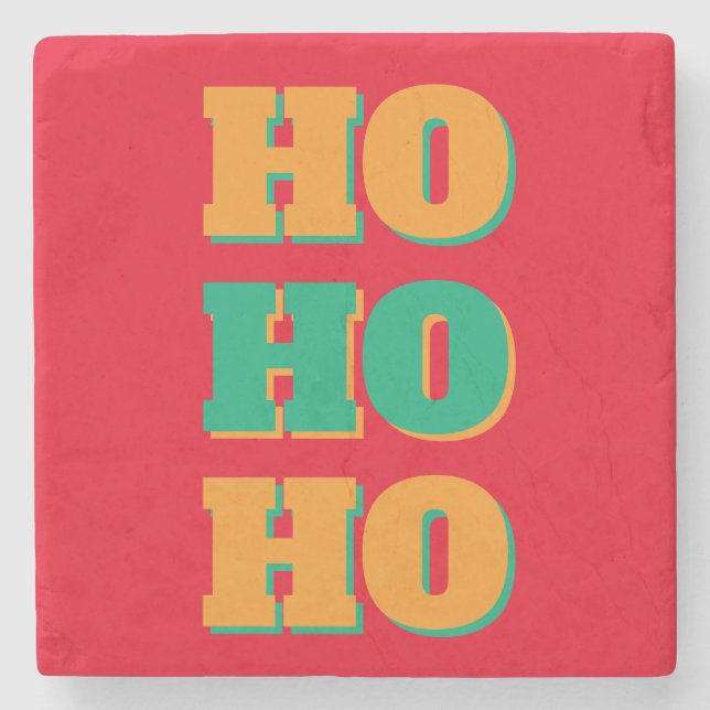 Happy New Year Merry Christmas Holiday Season HoHo Steinuntersetzer (Vorderseite)