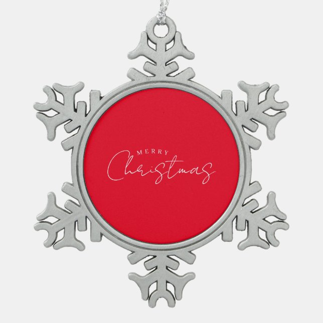 Happy New Year Merry Christmas Holiday Season Schneeflocken Zinn-Ornament (Vorderseite)