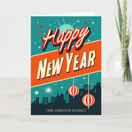 Happy New Year Mid Century Modern Feiertagskarte