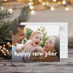 Happy New Year Minimal Simple 1 Foto Feiertagspostkarte