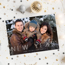 Happy New Year Minimalistisch Chic Foto Card 3