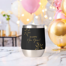 Happy New Year minimalistische Feuerwerk schwarz