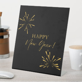 Happy New Year minimalistische Feuerwerk schwarz Sockelschild