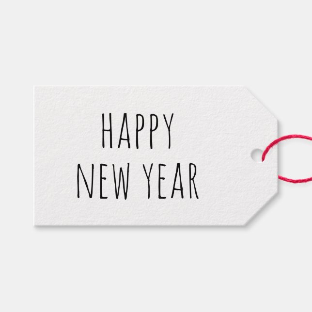 Happy New Year | Minimalistischer sauberer, neutra Geschenkanhänger (Vorderseite (Horizontal))
