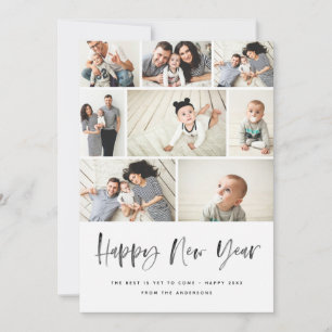 Happy New Year Modern Family Foto Collage Review Feiertagskarte