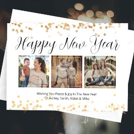 Happy New Year Modern Gold Foto Card Mitteilungskarte
