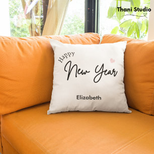 Happy New Year Modern Minimalistisch Typografy Kissen