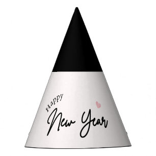 Happy New Year Modern Minimalistisch Typografy Whi Partyhütchen