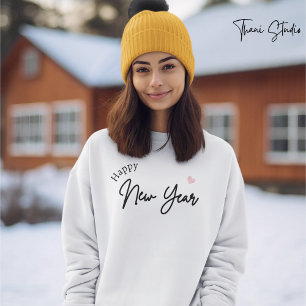 Happy New Year Modern Minimalistisch Typografy Whi Sweatshirt