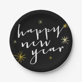 Happy New Year Modern Script Chic Gold Sternexplos Pappteller