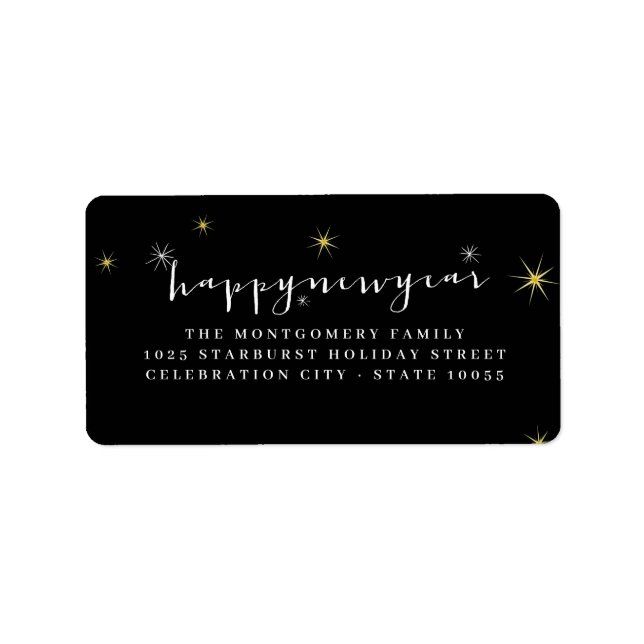 Happy New Year Modern Script Sternexplosion Addres (Vorne)