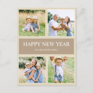 Happy New Year Modern Simple 4 Family Foto Feiertagspostkarte