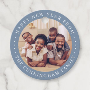 Happy New Year Modern Simple Chic Family Foto Geschenkanhänger